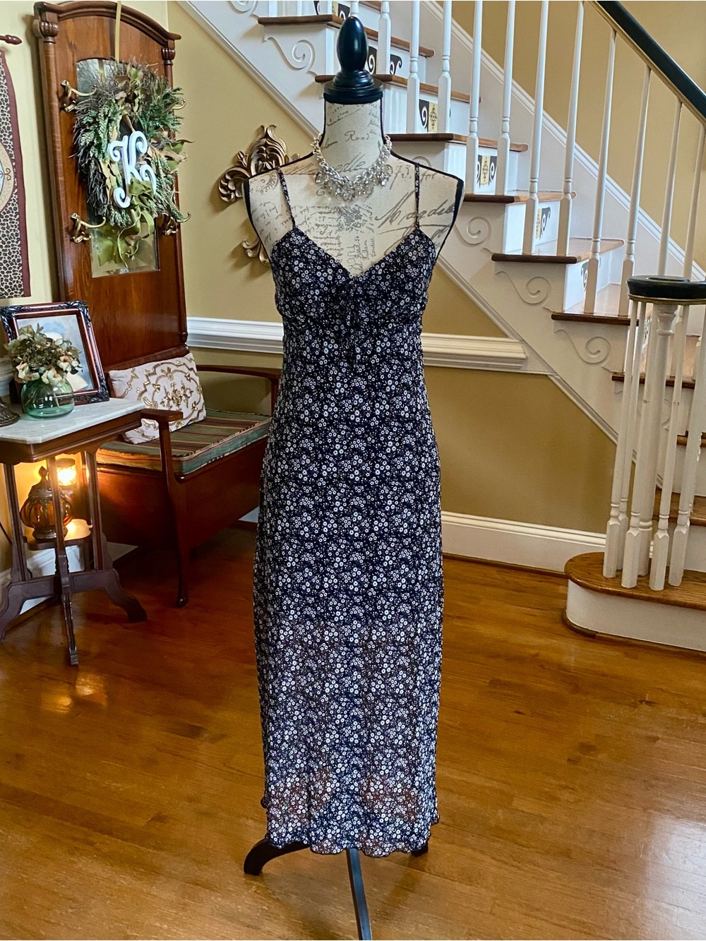 No Comment black & white Daisy print  mesh slip Dress